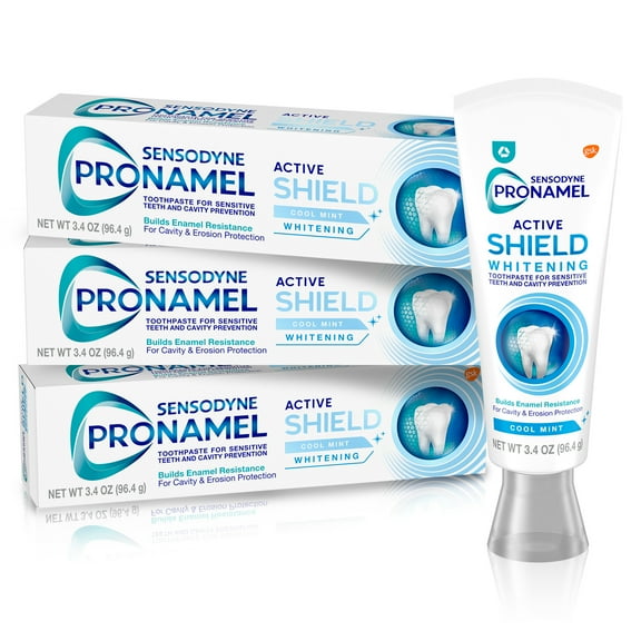 Sensodyne Pronamel Active Shield Whitening Enamel Toothpaste, Cool Mint, 3 Pack, 3.4 Oz