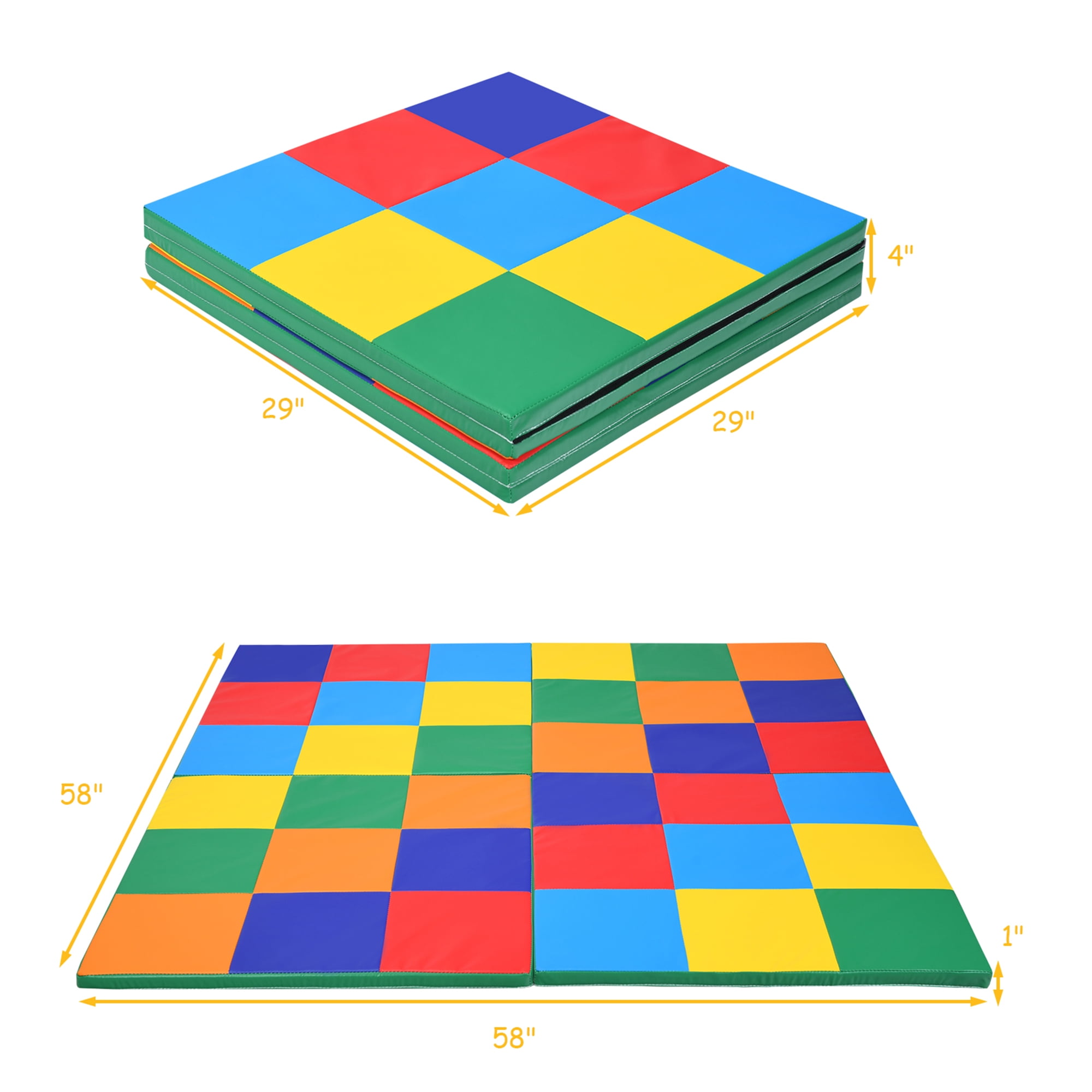 GYMAX 58 Toddler Foam Play Mat Baby Folding Activity Floor Mat Home School Daycare