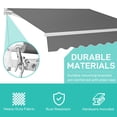 thumbnail image 2 of 12'x10' Patio Awning Retractable Manual Sunshade Shelter Aluminum Frame, 280G Polyester Water-resistant Outdoor Window Door Awning Deck Canopy Balcony Yard Porch (Gray), 2 of 9