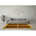 thumbnail image 3 of Ahgly Company Machine Washable Indoor Round Abstract Yellow Modern Area Rugs, 4' Round, 3 of 4