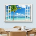 thumbnail image 3 of wall26 Canvas Print Wall Art Window View of Tropical Island Beach Paradise Nature Wilderness Photography Modern Art Rustic Scenic Colorful Ultra for Living Room, Bedroom, Office - 32"x48", 3 of 5