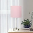thumbnail image 4 of Creekwood Home Oslo 19.5" Contemporary Bedside Power Outlet Base Standard Metal Table Desk Lamp in Brushed Steel with Light Pink Drum Fabric Shade for Home Décor, Bedroom, End Table, Living Room, Dorm, 4 of 6