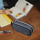 thumbnail image 5 of Estuche grande para lápices, estuche duradero para bolígrafos con gran capacidad, bolsa de papelería portátil con asa, color gris, 5 of 5