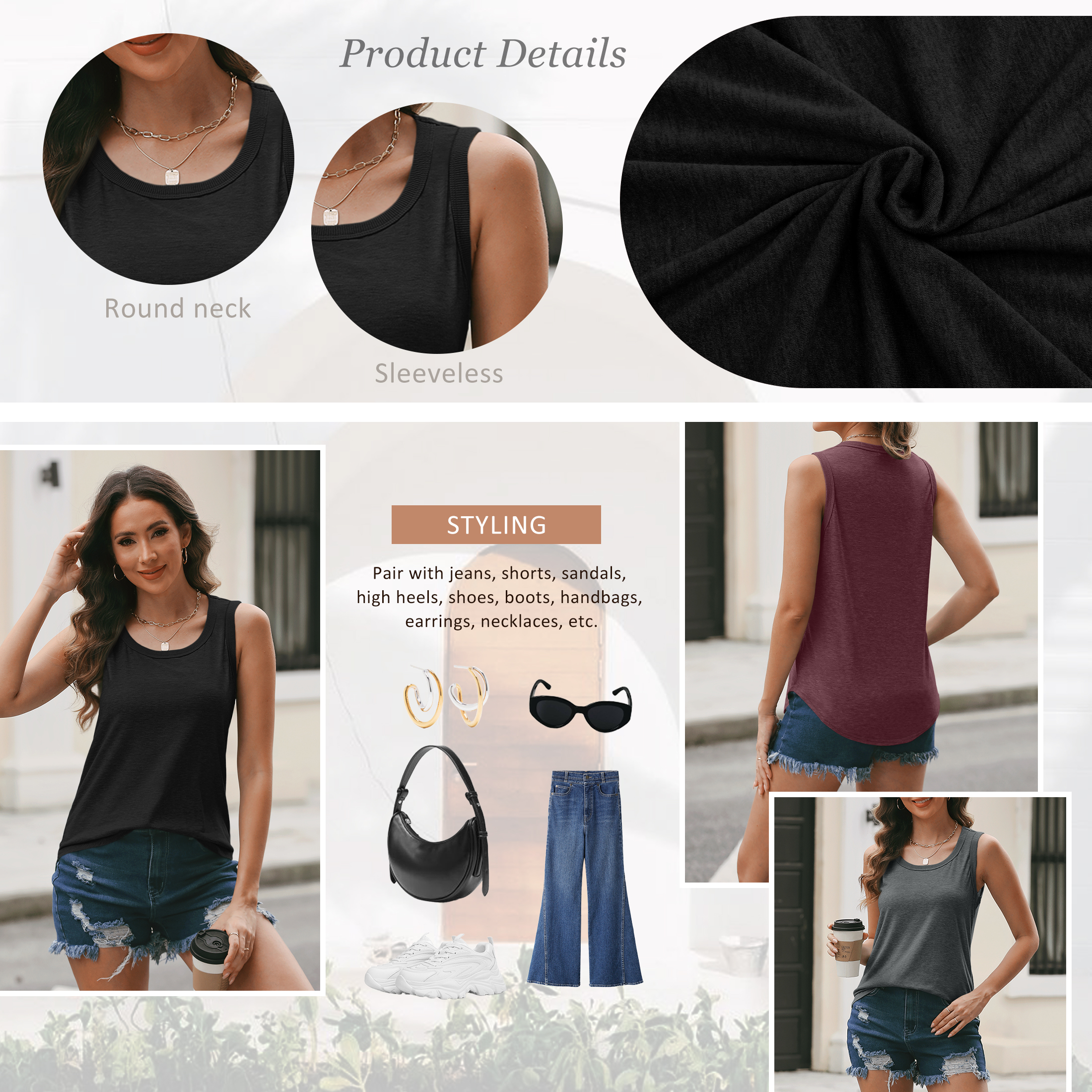 SUNBS Women's Loose Fit Crewneck Tank Top photo 6