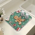 thumbnail image 4 of Yayeee Dish Drying Mat for Kitchen Counter 16" x 18" Microfiber Super Absorbent Coffee Decorative Pad, Christmas Gingerbread, 4 of 9