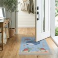 thumbnail image 2 of ODIKA 2'x3' Washable Accent Rug Pet Friendly, Bedside Mat And Sea Turtle Ocean Animal Cartoon Design With Wave Border Whale Flowing for Bedroom, Nursery, RV, 2 of 7