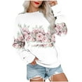 thumbnail image 2 of Meichang Sweatshirts pour Femmes Manches Longues Col Rond Coupe Ample Pull Tunique Graphique Florale Mode Sweatshirts à Blocs de Couleur avec Poche, 2 of 5