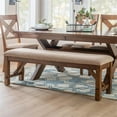 thumbnail image 5 of Pemberly Row 20.75" Wood/Fabric Dining Bench in Dark Hazelnut Brown/Tan, 5 of 7