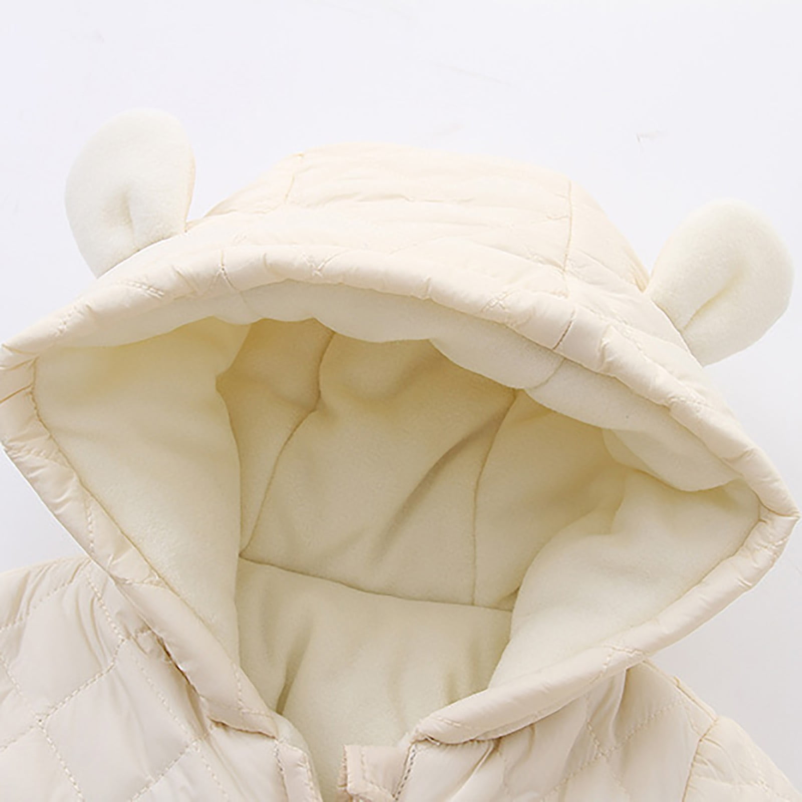 Karoyedx Baby Romper Newborn Baby Outfit With Footies Girls Boys Winter Fleece Clothes Hooded Romper Snowsuit Outwear Beige Size,D
