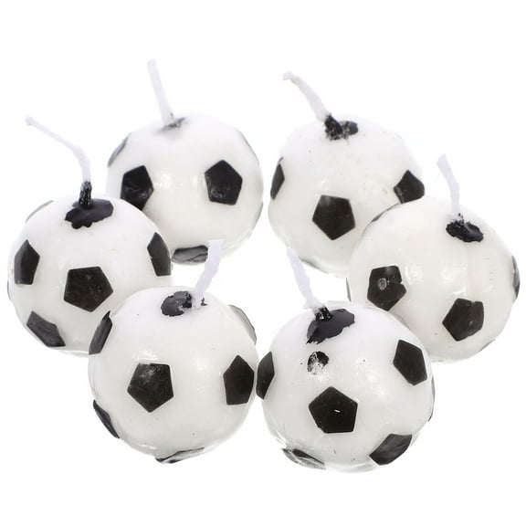 Supvox Football Cake Candles Set 6pcs Soccer Ball Decor Party Supplies Boys Girls Birthday Decorations