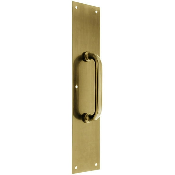 Deltana PPH55U5 Push Plate with Handle 3-1/2" x 15 " - Handle 5 1/2"; Antique Brass Finish