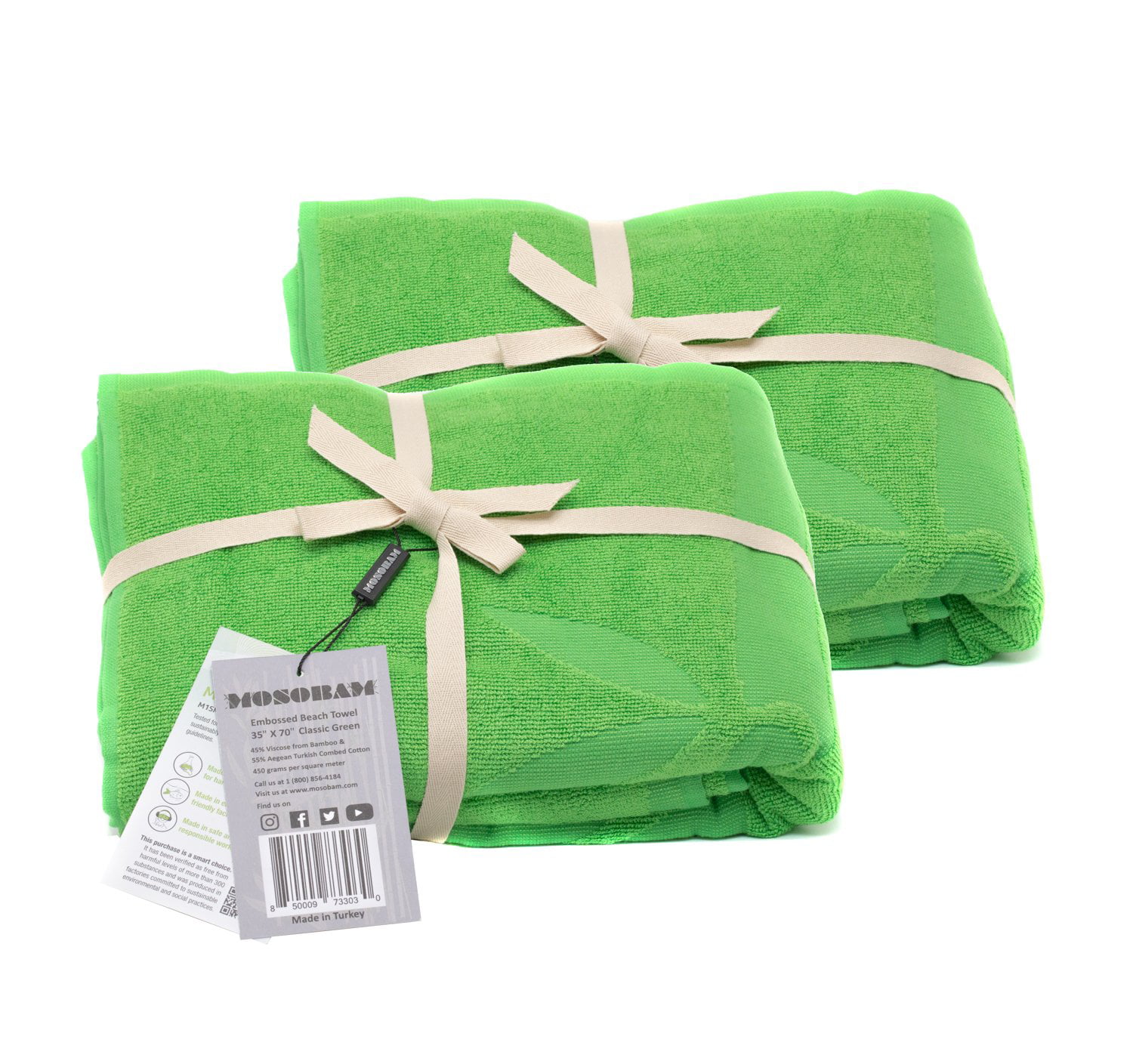 The Blue Miracle Extra Premium Bamboo Set 3 x wash cloth 3 x Tea Towel Lime 
