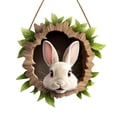 thumbnail image 1 of Easter Bunny Rabbit Hole Door Sign - Rustic Wooden Decor for a Festive Entrance, 1 of 5