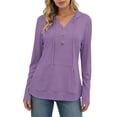 thumbnail image 5 of BRGZLK Womens Sun Shirts UPF 50+ Rash Guard 2026 Casual Fahsion UV Protection Quick Dry Hoodies Workout Athletic Tops with Pockets Summer Comfy Loose Fit Clothing Purple L, 5 of 5