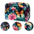 thumbnail image 2 of Flower Butterfly Large Capacity Waterproof PVC Cosmetic Travel Bag with Zipper Pouch for Ladies and Girls, Lightweight Printed Design Men's Toiletry Bag, Extra Large Toiletry Bag for Women on the Go, 2 of 6