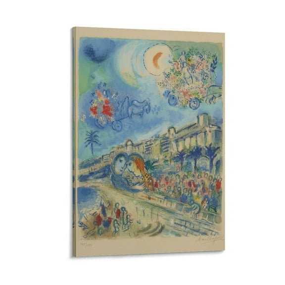 Marc Chagall Art Prints《 Bataille De Fleurs 》 Classic Vintage Canvas Wall Art Poster Poster Decorative Painting Canvas Wall Art Living Room Posters Bedroom Painting 12x18inch(30x45cm)