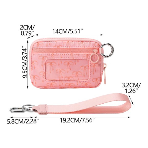 Bow Bow Bow Portable Waterproof Wristlet Pouch Clear Card Slot Bow Accent