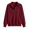 thumbnail image 4 of PRfgtbd Womens Henley Sweatshirts Half Button Collared Pullover Long Sleeve Drop Shoulder Sweatshirt Solid Color Plain Tops, 4 of 4