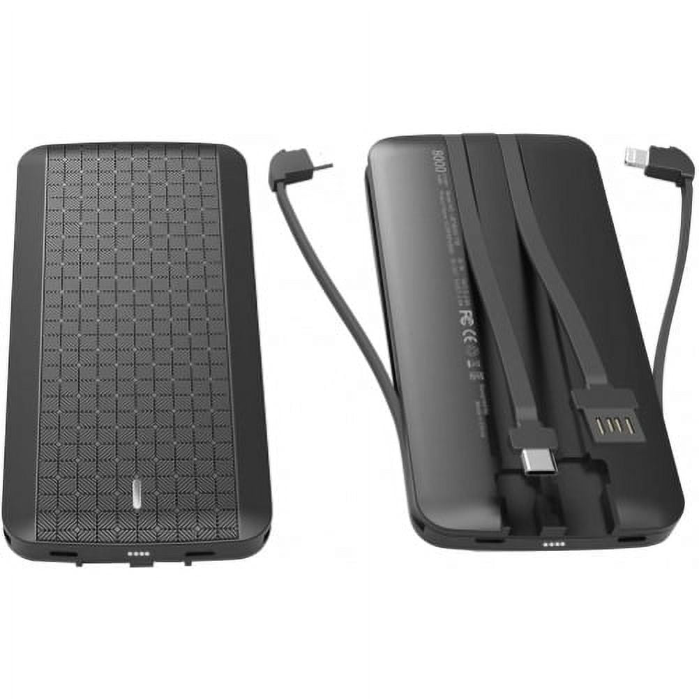 For Google Pixel 7a - 8000mAh Power Bank, Charger Backup Battery Portable Built-in Cables All-in-One Slim External D3Q