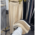 thumbnail image 1 of Pantalones acampanados de punto de visón grueso para mujer, holgados, drapeados, de pierna recta, para otoño e invierno, para adelgazar, 1 of 4