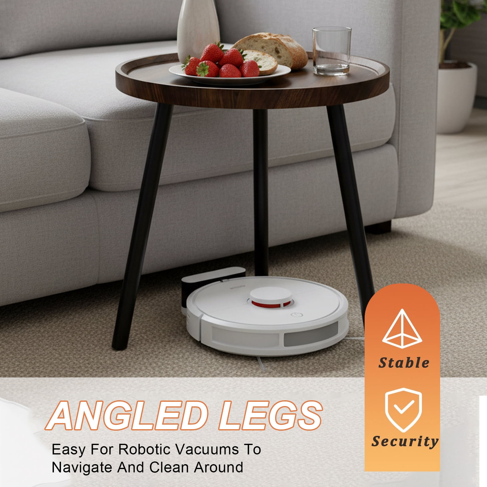 HDUTNGISN 24" Oval Side Table with Wooden Tray, Wood  End Table for Bedroom, Living Room
