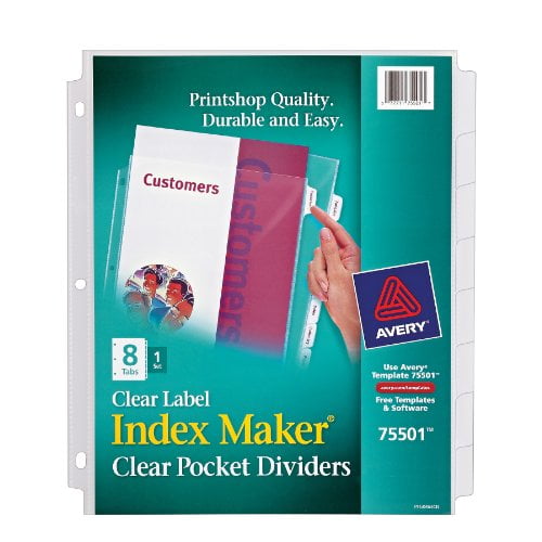 Index Maker Print & Apply Clear Label Sheet Protector Dividers, 8Tab