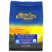 Mt. Whitney Coffee Roasters, Organic Peru Decaf, Medium Roast Whole Bean, 12 oz Pack of 4