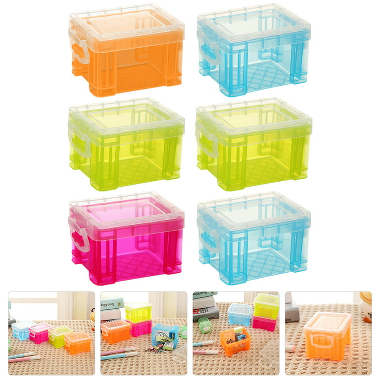 6Pcs Small Plastic Storage Box with Lid Small Storage Bin Box