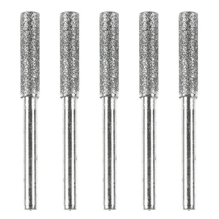 

FTjfrsbc 5Pcs/Set Diamond Coated Grinding File Stone Heads Drill Bit (4mm Silver)