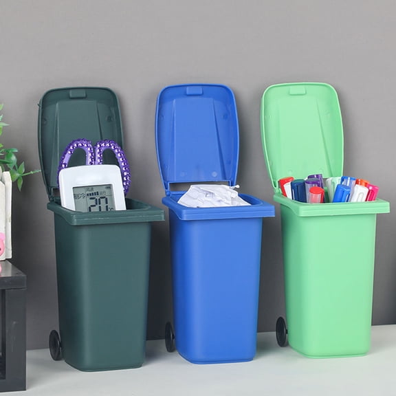 KONTONTY 3Pcs Mini Tabletop Trash Can Lightweight Desktop Waste Bin Assorted Color
