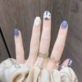 thumbnail image 3 of Short bunny bow manicure finished wearable fake nails with removable nails, 3 of 5