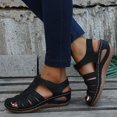 thumbnail image 6 of Anuirheih Women's Wedge Heels Sandals, Comfortable Ankle Strap Closed Toe Summer Sandals Casual Outdoor Wedges(Retro,Black), 6 of 9