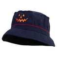 thumbnail image 2 of Halloween Pumpkin Face Embroidered Big Size Roll Up Bucket Hat - Navy Wine 2XL-3XL, 2 of 5