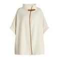 thumbnail image 3 of Time and Tru Women's Knit Fashion Cover-Up Ruana, Ivory Off-White, Size S/M, 3 of 5