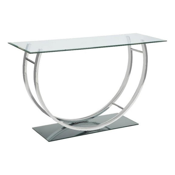 Danville U-shaped Glass Top Entryway Console Table Chrome