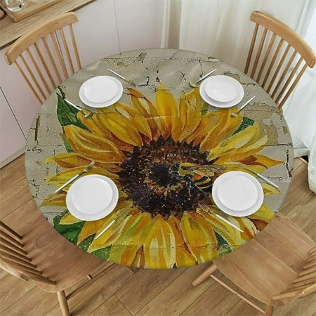 

Plo0ole Bee Sunflower Cover Rustic Flowers s Waterproof Outdoor Indoor cover for Dinner Party Shower 54-58