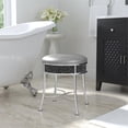 thumbnail image 4 of Hillsdale Roma Diamond Glam Fabric Upholstered Backless Vanity Stool in Chrome, 4 of 12