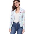 thumbnail image 1 of INSPIRE CHIC Chaqueta Tipo Blazer Informal Con Solapa De Muesca Y Manga Larga Para Mujer Azul-Floral XS, 1 of 6