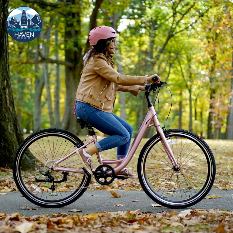 700c Haven Harbor Step-Thru Beach Cruiser Bicycle, Dusty Rose