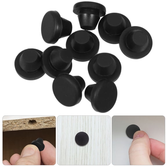AURARMLET 10pcs Door Screw Hole Plugs Black Silicone for Installation