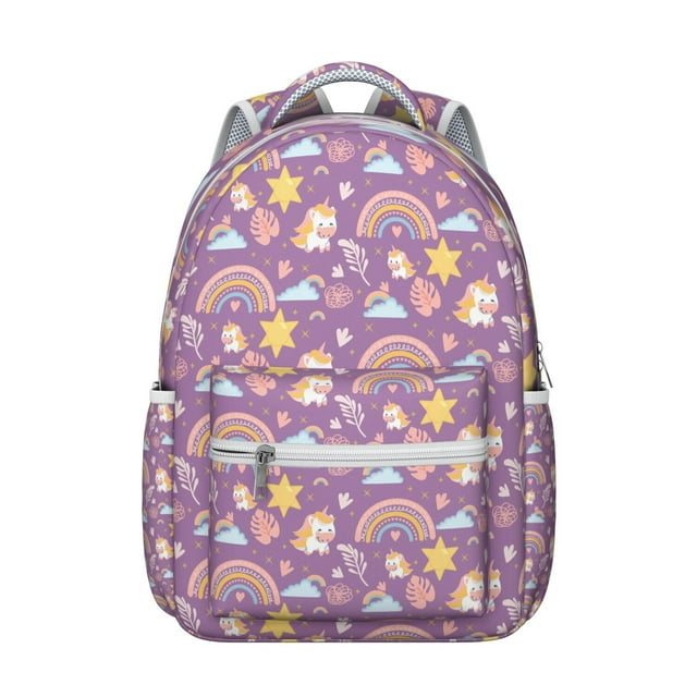 Colorful Cartoon Students Backpack Fun Graffiti Style with Moon, Stars, and Space Theme, Durable and Comfortable for Students’s School and Outdoor Use