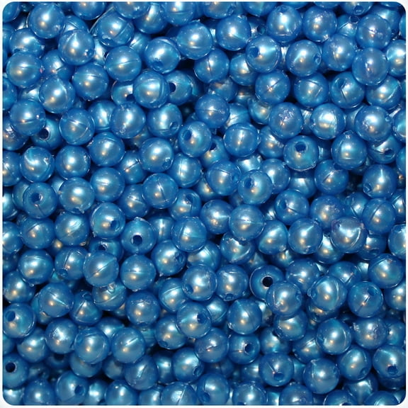 BeadTin Dark Blue Pearl 6mm Round Craft Beads (500pcs)