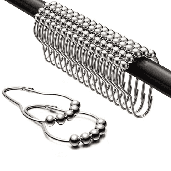 BeGrit Metal Shower Curtain Hooks Rings 18-Pack Bath Curtain Hooks for Bathroom Shower Rod