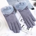 thumbnail image 1 of Guantes de gamuza para mujer, cálidos, acolchados, de terciopelo, resistentes al frío, para conducir y montar a caballo, bonitos, con pantalla táctil, para estudiantes, 1 of 6