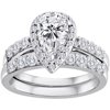 Pure Perfection Certified Bridal Ring with Pear-Shaped Center Stone Made with Swarovski Zirconia