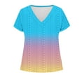 thumbnail image 4 of Womens Eyelet Tops, Short Sleeve Shirts for Women Summer Fashion Loose Fits Hollow Ombre Tie Dye V Neck T-Shirts Blouses, 4 of 4