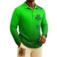 thumbnail image 2 of Men's St. Patrick's Day Shamrock Henley Long Sleeve Pullover Casual Top Shirt, 2 of 6