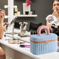 thumbnail image 4 of Bolsa de maquillaje, bolsa de cosméticos de viaje para mujeres y niñas, bolsa de aseo grande, bolsa de nailon de imitación de poliéster, 4 of 5