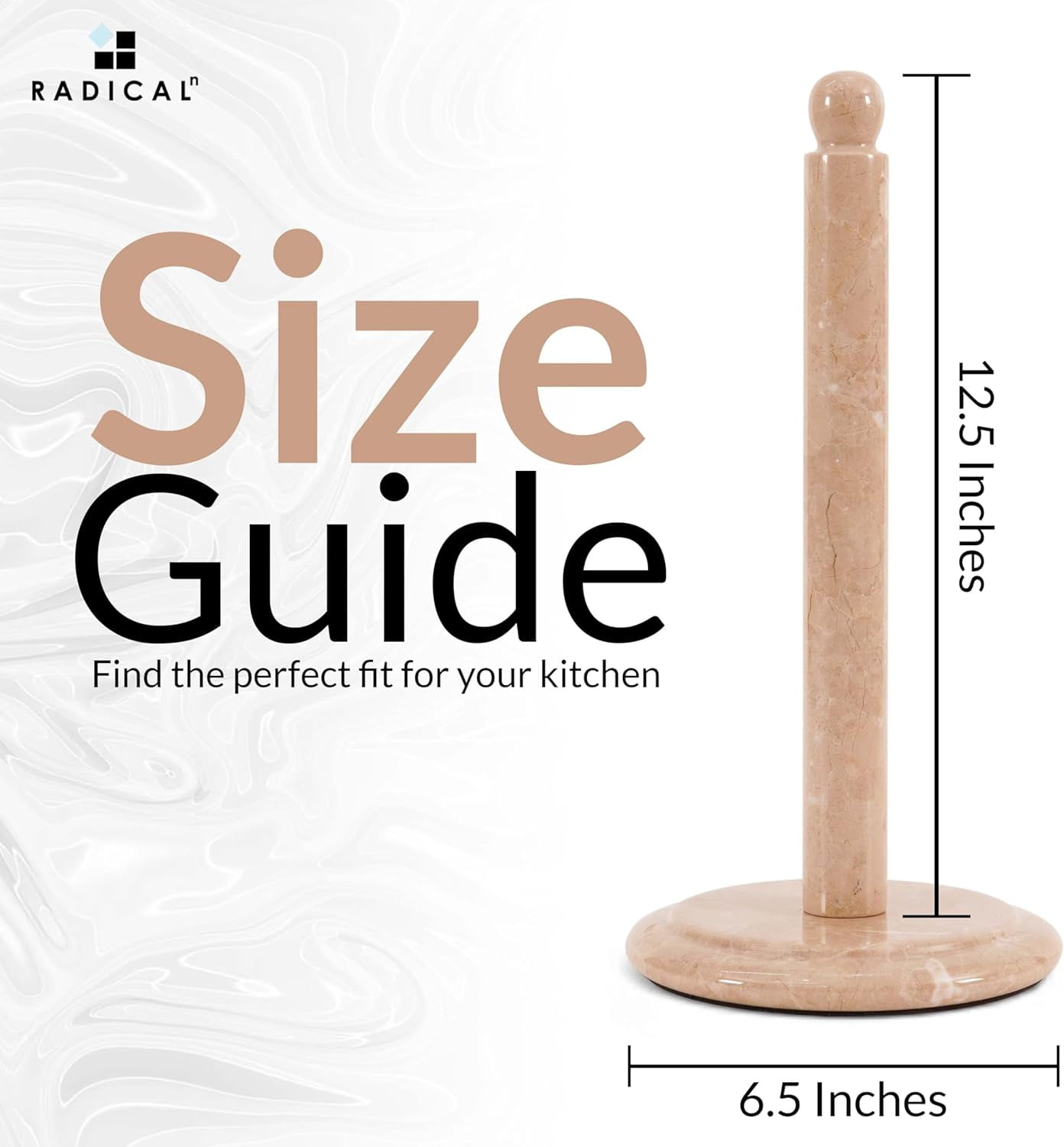 Radicaln Marble Paper Towel Holder Countertop 12.5 inch Verona Handmade Paper Towels Holders for Kitchen Countertop Organizer, Toilet Paper Stand for Bathroom Counter Accessories