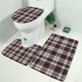 thumbnail image 2 of Gray Red Plaid Checkered Pattern Bathroom Rugs Sets 3 Piece,Toilet Cover Set,Absorbent Non Slip Bathroom Mats Sets with U-Shaped Contour Rug Toilet Rug Set, 2 of 5